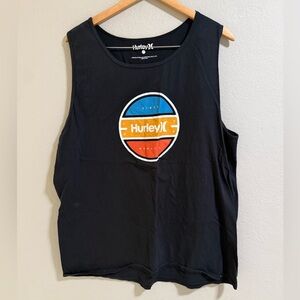 Hurley Men’s XXL Black Tank Top Graphic Logo 100% Cotton